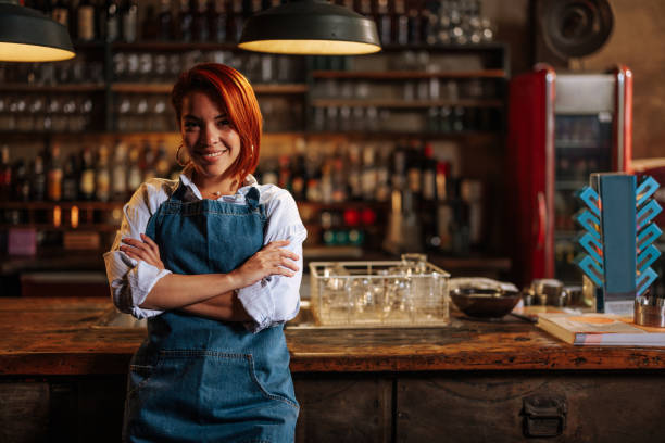 istock Portrait of a young beautiful Hispanic waitress. 2152001436