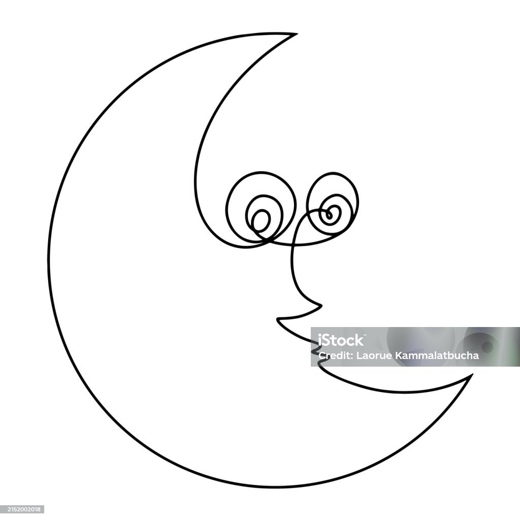 Line Abstract Drawing Moon Continuous One Line Drawing Of The Moon Vector Illustration Stock ...