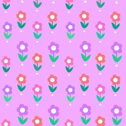 Seamless pattern of flowers. Flat vector illustration