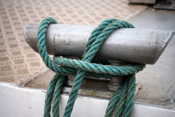 istock Boat rope moored on the port 2152005280