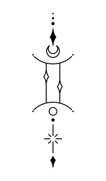 Gemini zodiac sign and symbol blackwork tattoo. Sacred geometry horoscope tattoo design, mystic symbol of constellation. New school dotwork, line art minimalist style tattoo. Gemini zodiac sign and symbol blackwork tattoo. Sacred geometry horoscope tattoo design, mystic symbol of constellation. New school dotwork, line art minimalist style tattoo. Boho design. gemini tribal tattoo stock illustrations