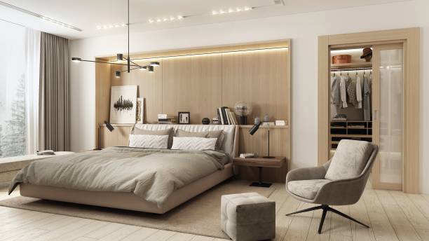 istock Modern and spacious Japadi style bedroom. 2152010800