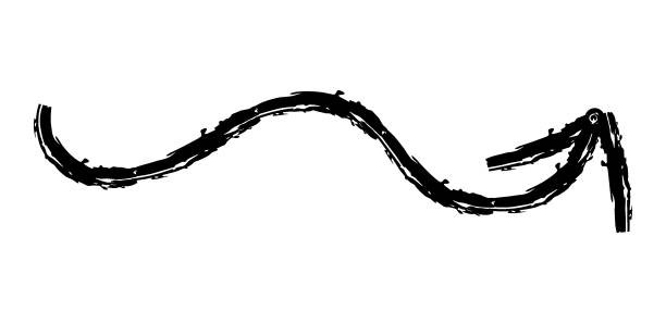 istock Hand drawn simple arrow drawn with wax crayon, chalk or charcoal. Uneven dry texture for underlining highlighting. Pencil drawn lines, strikethrough, grungy vector isolated on white 2152010983