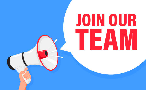istock Join our team. Hand hold megaphone speaker for announce. Attention please. Shouting people, advertisement speech symbol 2152014931