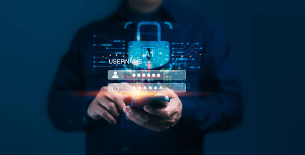 istock A man is holding a cell phone with a blue screen that says 