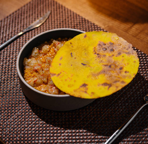 istock Traditional indian meal with roti and chutney 2152021184