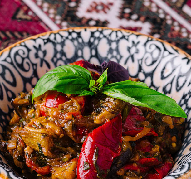 istock Authentic spicy aubergine stew in traditional bowl 2152021210