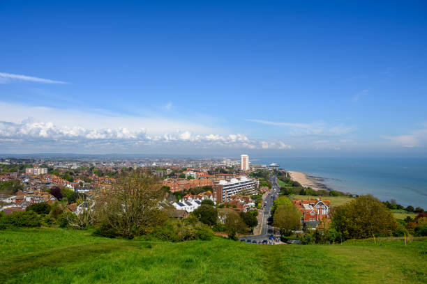 Eastbourne, Sussex, UK, seen from Beachy Head hills.