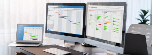 istock Gatt chart software on computer screen showing business planning. Trailblazing 2152021713