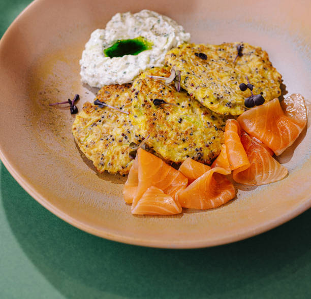 istock Gourmet smoked salmon with herb pancakes 2152024645
