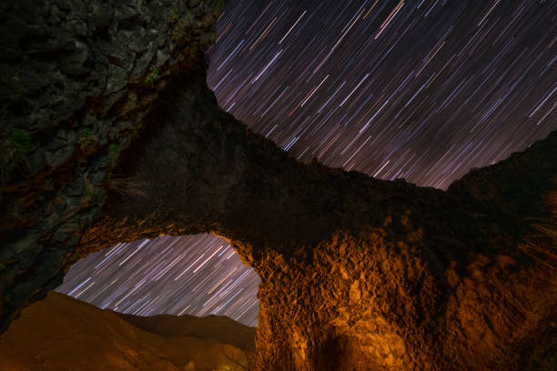 istock Star trails  over the mountains. Night landscape. 2152031206