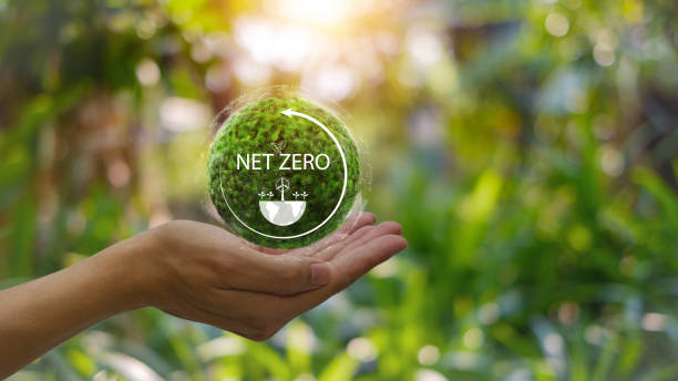 istock hand there is a carbon neutral NET ZERO icon.  net zero carbon emissions and net greenhouse gas emissions.  world save environment Concept. 2152033947