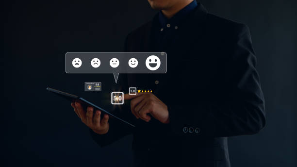 istock User give rating to service excellent experience on smartphone application, Client evaluate quality of service reputation ranking of business. Customer review satisfaction feedback survey concept. 2152034162