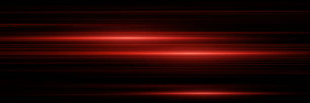 istock Red horizontal lines. Glowing laser beams of light, magical glare. 2152036426