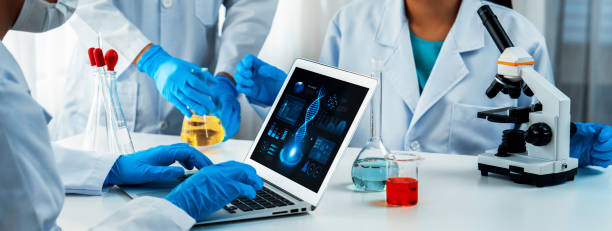 istock Innovative medical biotechnology software with lab researcher. Rigid 2152039622
