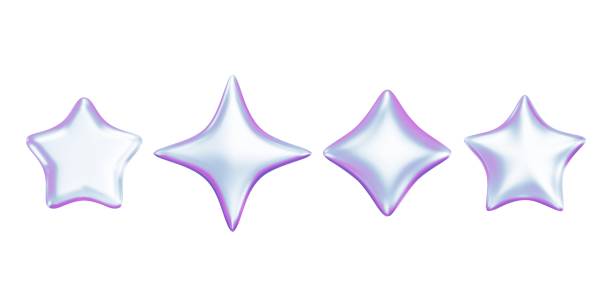 illustrazioni stock, clip art, cartoni animati e icone di tendenza di stelle olografiche 3d. - bling bling