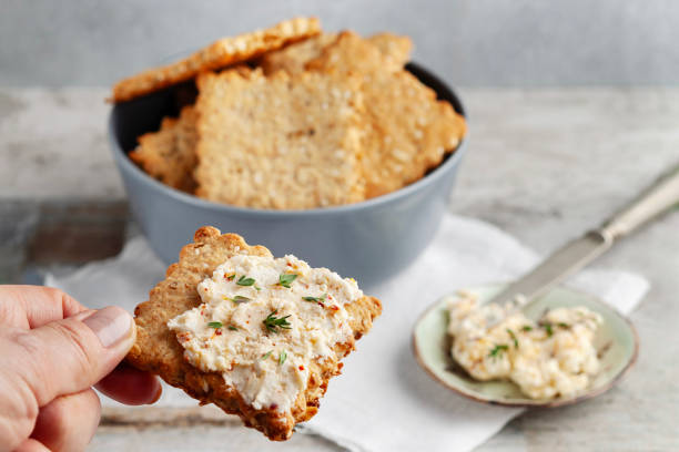 istock Biscuit with chesee. Cookie. Cracker. Shortbread and chesee. Cookie with cream cheese. 2152050233
