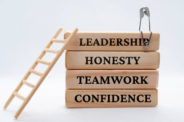 istock Leadership, honesty, teamwork and confidence text on wooden blocks. Leadership concept. 2152052696