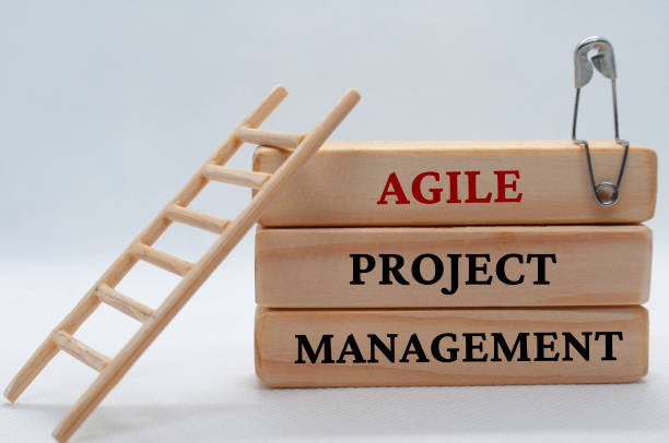 istock Agile project management text on wooden blocks with small toy ladder 2152052697