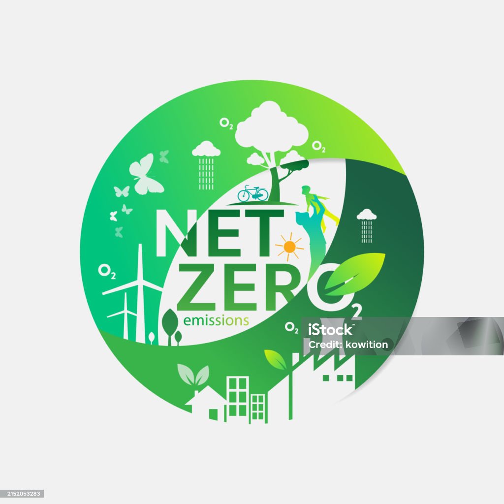 Net Zero Vector Net Zero Emissions Carbon Neutrality Stock Illustration - Download ...