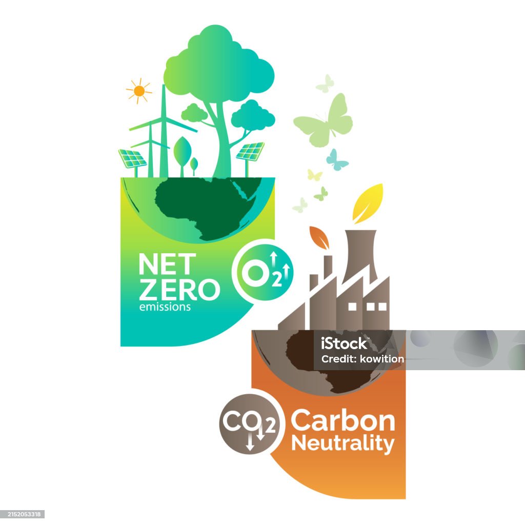 Net Zero Vector Net Zero Emissions Carbon Neutrality Stock Illustration - Download ...