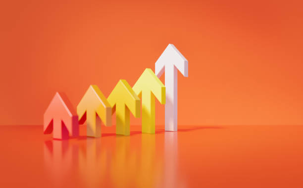 Colorful Arrows Over Orange Background
