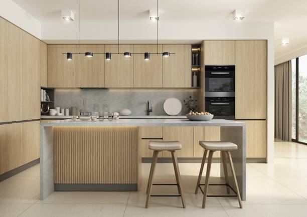 istock A modern spacious kitchen with a free-standing kitchen island. 2152058487