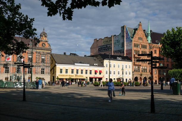 Malmo, Sweden - 07 18 2023: Sweden Malmo city center old town square Town hall