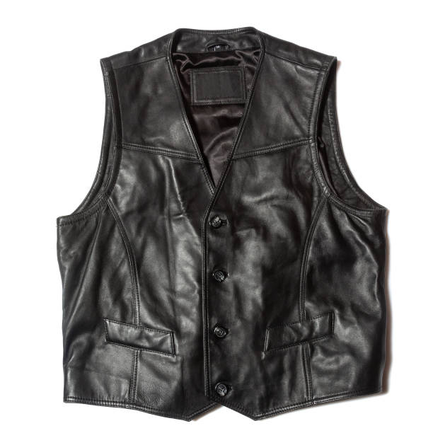Leather waistcoat on white background