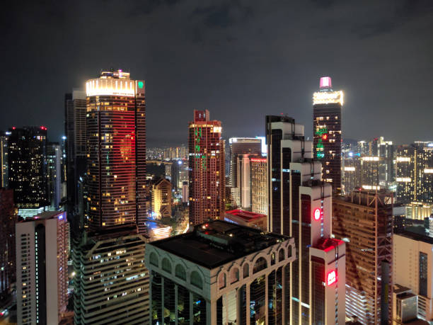 View of Kuala Lumpur cityscape at night, the capital city of Malaysia.