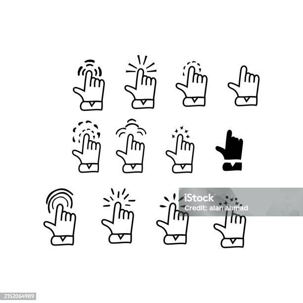 Hand Click Mouse Arrow Pointer Cursor Mouse Set Stock Illustration ...