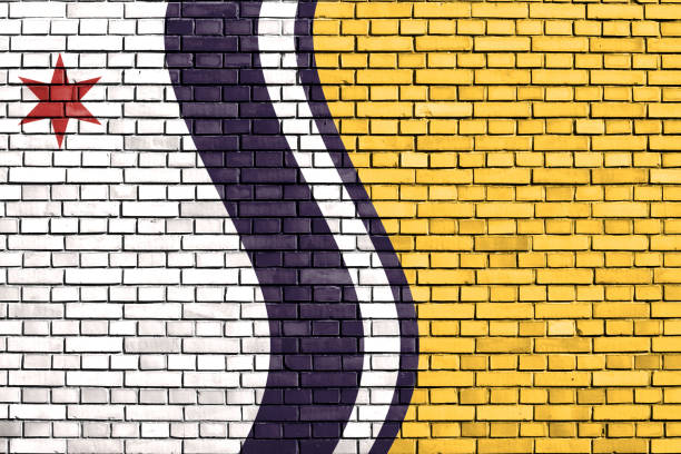 flag of South Bend painted on brick wall