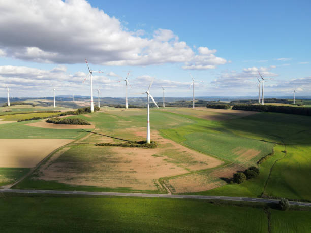 istock Aerial view of a wind farm with wind generators 2152069867