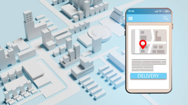 istock Smartphone Map Interface for Urban Delivery Service with GPS Location Tracking in City Model 3d image 2152070505
