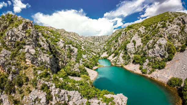 istock Zrmanja River flowing through the canyon, aerial view 2152075571