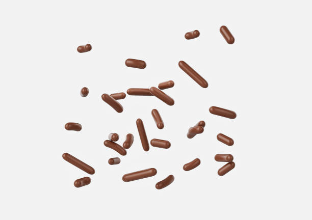 istock Chocolate Sprinkles For Cakes, Ice Cream And Desserts Falling On White Background 3D Illustration 2152084551