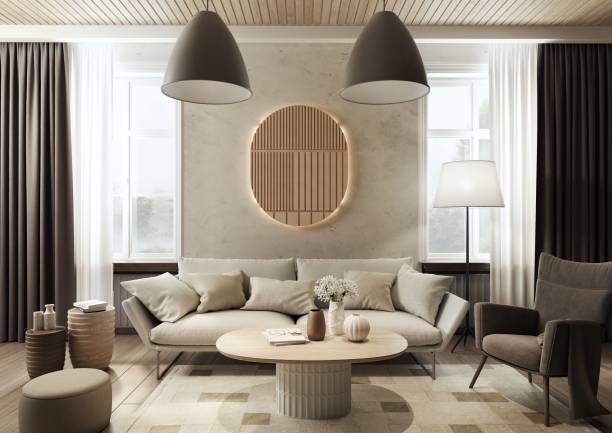 istock Living room interior designed in subdued warm shades. 2152090324