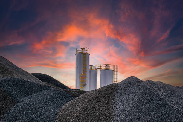 silos and mounds of aggregate