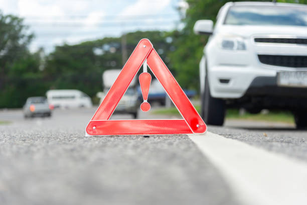 istock focus on the red triangle emergency stop sign 2152099903
