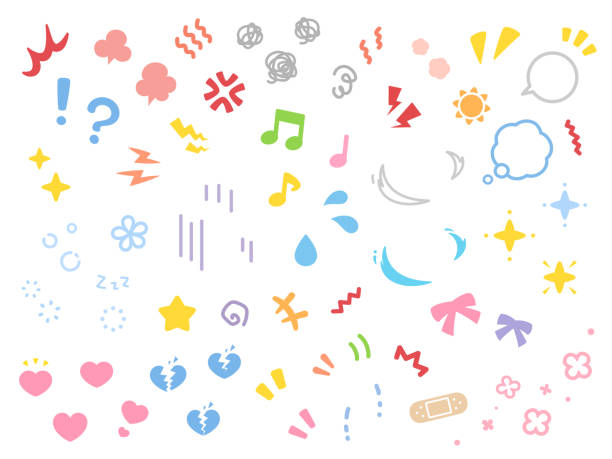 emotions Emotion icon material set_colorful suitable crack stock illustrations