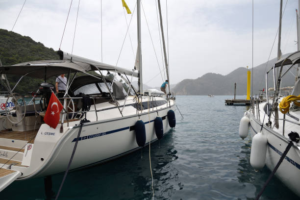 Moored yachts in the port of Marmaris