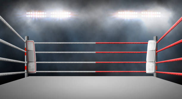 istock boxing ring with illumination by spotlights. - Illustration 2152122618