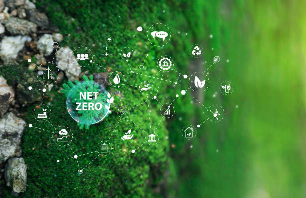 istock Net zero and carbon neutral concept. Net zero greenhouse gas emissions target. Climate neutral long term strategy. No toxic gases. Carbon neutral. 2152122633