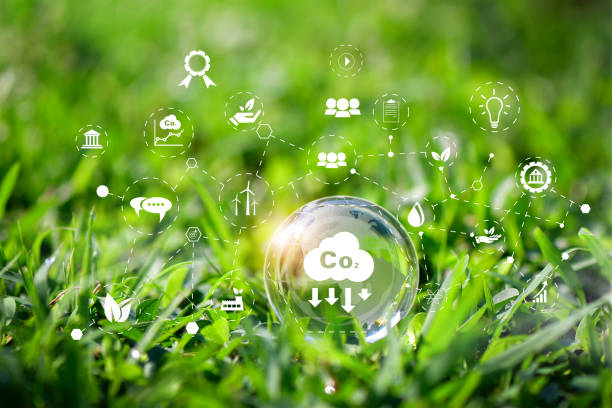 istock Sustainable development and green business based on renewable energy. Reduce CO2 emission concept. 2152122807