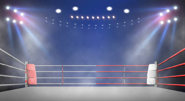 istock boxing ring with illumination by spotlights. - Illustration 2152122820