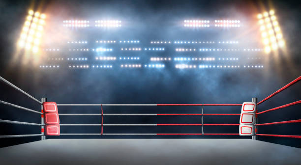 istock boxing ring with illumination by spotlights. - Illustration, 2152122872