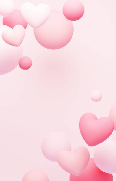 istock Background image of hearts and color balls 2152124352