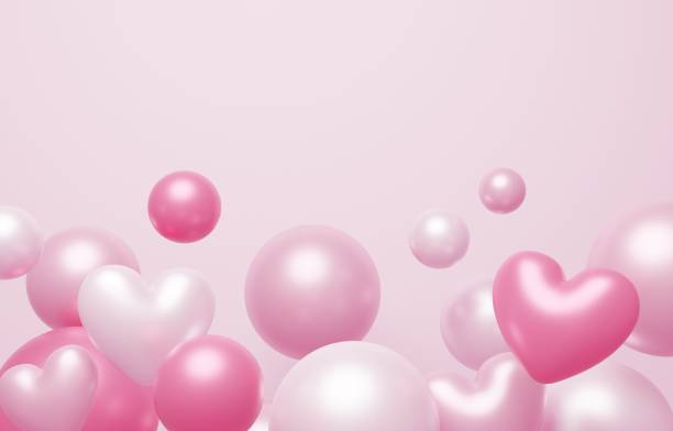 istock Background image of hearts and color balls 2152124377