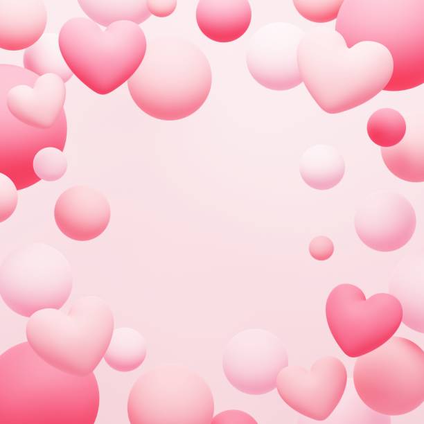 istock Background image of hearts and color balls 2152124593