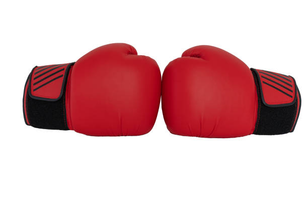 istock Two red boxing gloves with black straps 2152130167